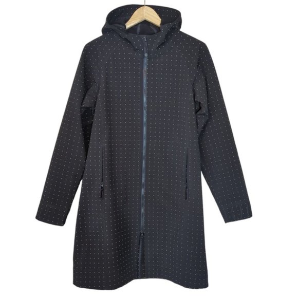 Lululemon Apres Black White Polka Dot Rain Jacket Hood SZ 6 - Picture 1 of 16